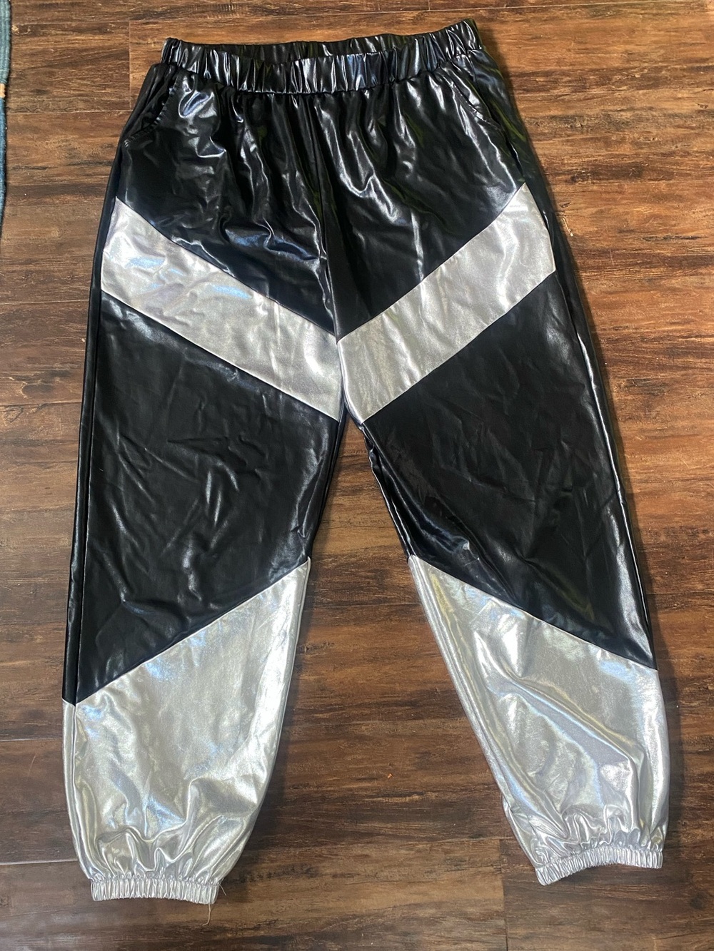 Futuristic Black and Silver Fashion Joggers
